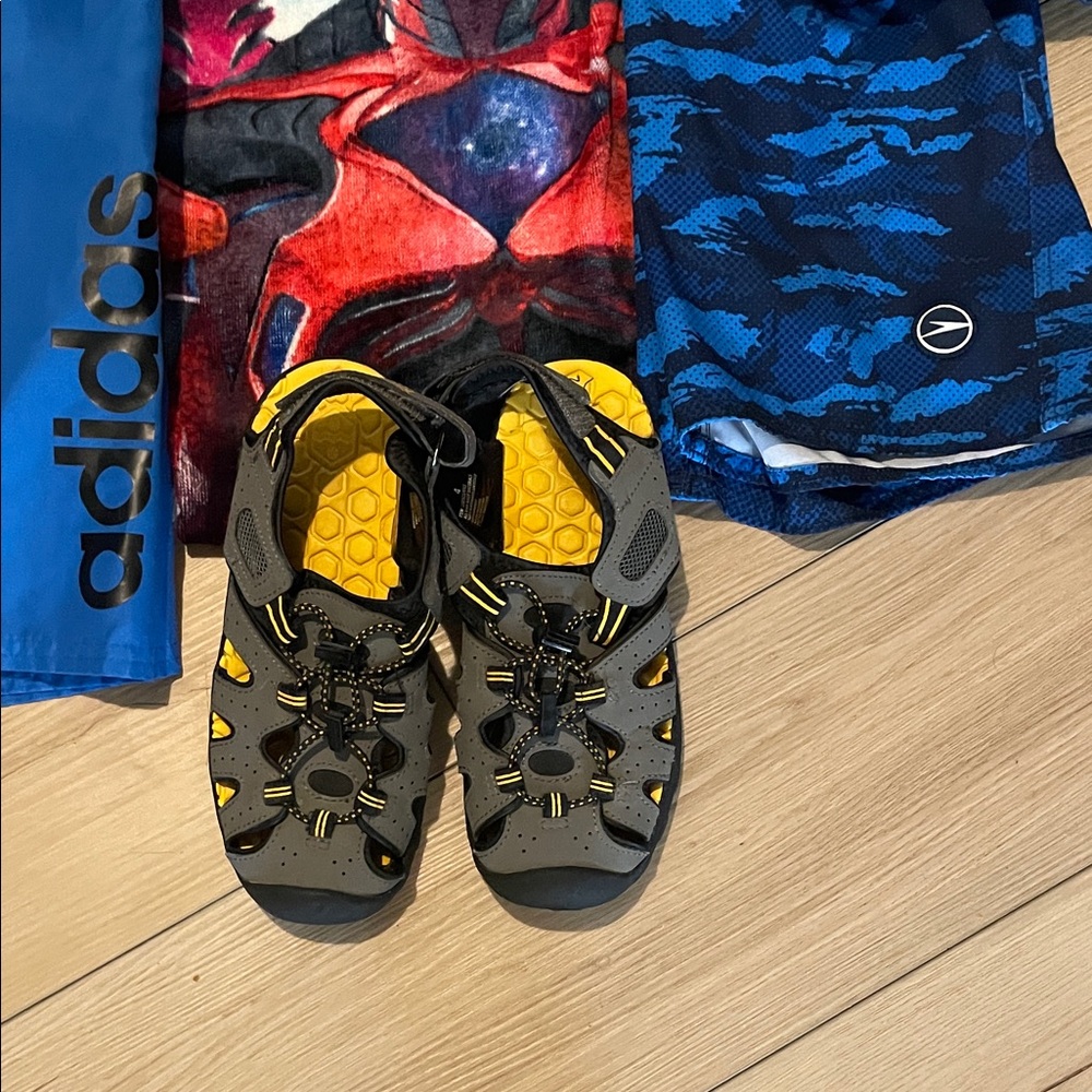 Adidas Blue and Black Swim Shorts with Power Rangers Towel - Picture 6 of 6